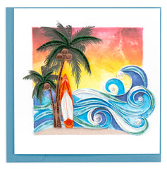 Quilled Surfing Paradise Greeting Card