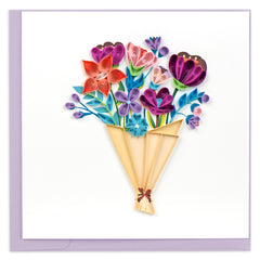Quilled Playful Flower Bouquet Greeting Card