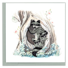 Quilled Raccoon Tree Hole Greeting Card