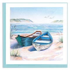 Quilled Two Boats on the Shore Greeting Card