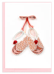 Quilled Knitted Pink Baby Booties Gift Enclosure Mini Card