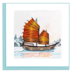 Quilled Sampan Greeting Card