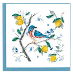 Quilled Bluebird with Lemons & Blueberries Greeting Card