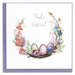 Quilled Easter Wreath (German) Greeting Card
