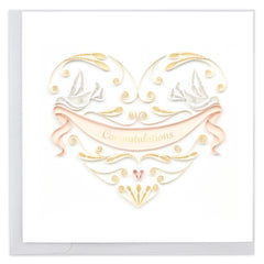 Quilled Wedding Doves Heart Greeting Card