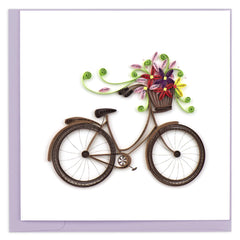 Quilled Bicycle with Flower Basket Greeting Card