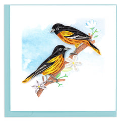 Quilled Baltimore Oriole Birds Greeting Card