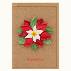 Handmade Red Poinsettia Greeting Card