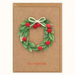 Handmade Holiday Wreath Greeting Card