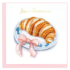 Quilled Birthday Croissant (French) Greeting Card