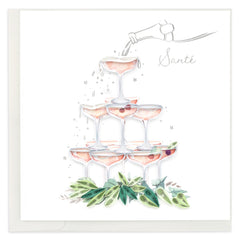 Quilled Champagne Tower (French) Greeting Card