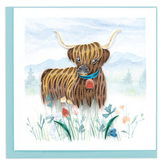Quilled Highland Cow Greeting Card