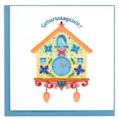 Quilled Cuckoo Clock Birthday (German) Greeting Card