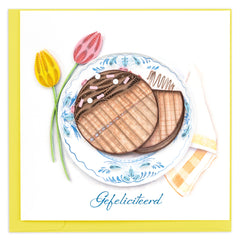 Quilled Stroopwafle Birthday (Dutch) Greeting Card