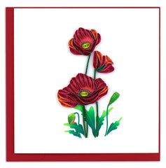 Quilled Red Poppies Greeting Cards