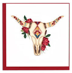 Quilled Decorative Longhorn Skull Greeting Card