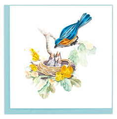 Quilled Bluebird & Babies Greeting Card