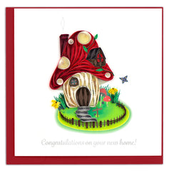 Quilled Toadstool House Greeting Card