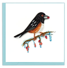 Quilled Eastern Towhee Greeting Card