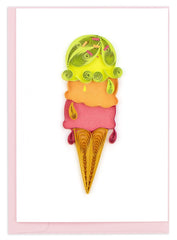 Quilled Ice Cream Cone Gift Enclosure Mini Card