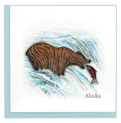 Quilled Alaska Grizzly Bear Greeting Card