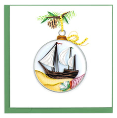 Quilled Schooner Ornament Christmas Card